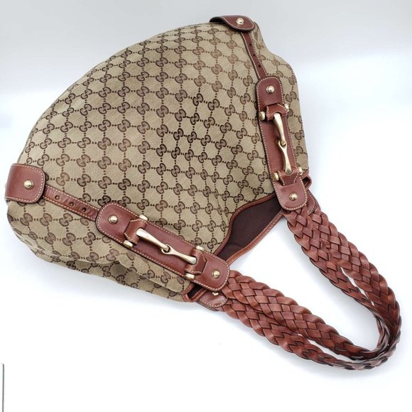 100% Authentic Gucci Leather and Canvas Brown Shoulder Bag #0650 - Picture 6 of 15